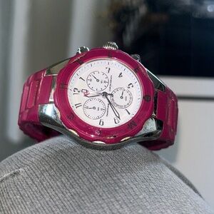 Purple stainless steel Michele watch